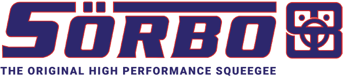 Turbo logo in blue and white with red outline and “The Original High Performance Squeegee” tagline