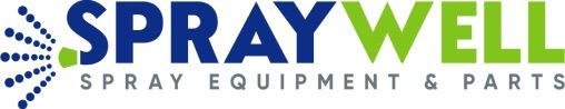 SprayWell logo in blue and green with dotted spray graphic and “Spray Equipment & Parts” text