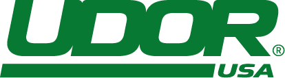 UDOR USA logo in green and white with stylized text and underline