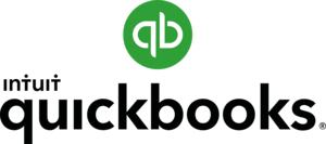 Intuit QuickBooks logo with green qb icon and black text