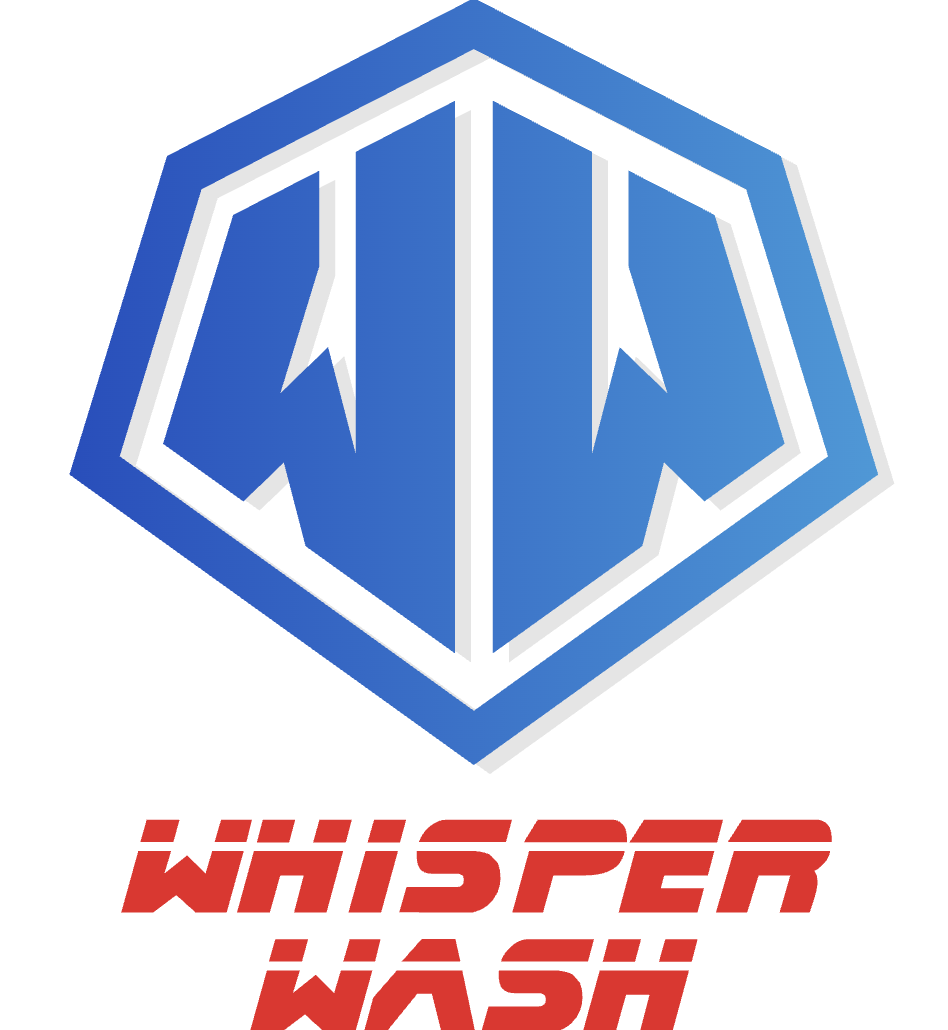 Blue hexagonal logo above red stylized text reading “WHISPER WARRIOR”