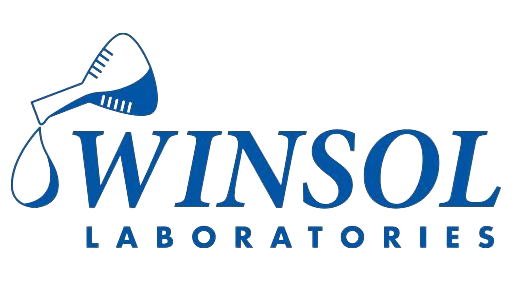 Winsol Laboratories logo with blue flask icon and text