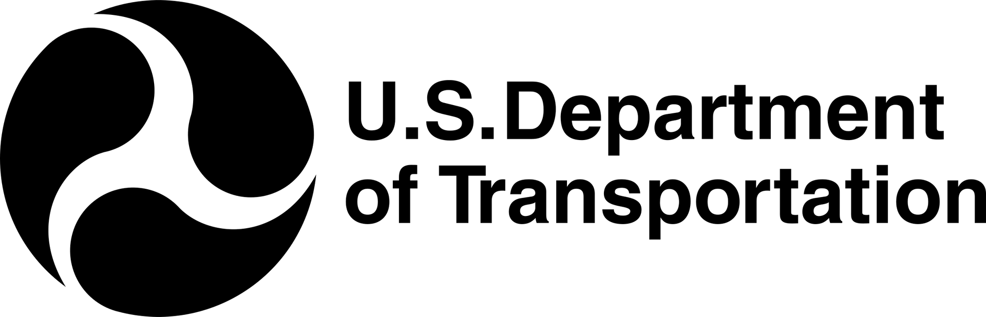 U.S. Department of Transportation logo with black circular emblem and text on white background
