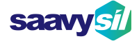 SaavySI logo with dark blue text and a teal geometric icon on a white background