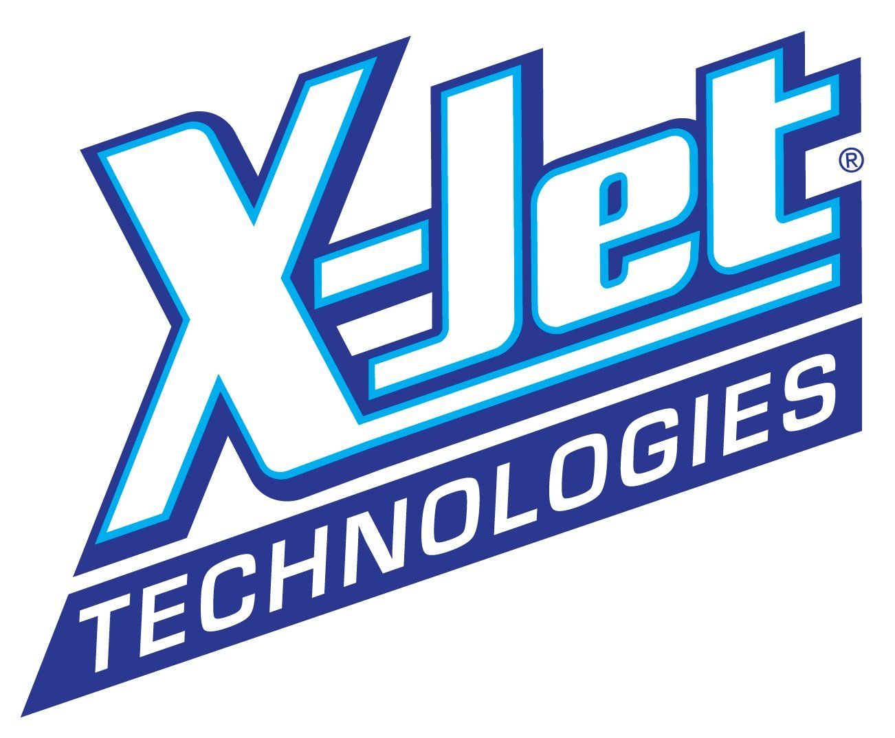 X-Jet Technologies logo in white, blue, and gray