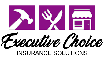 Executive Choice Insurance Solutions logo with purple service icons and black script text