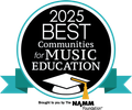 A logo for the 2025 best communities for music education