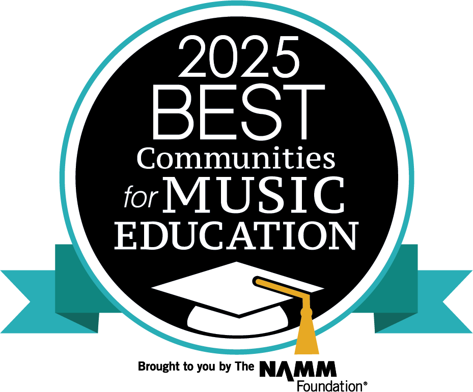A logo for the 2025 best communities for music education