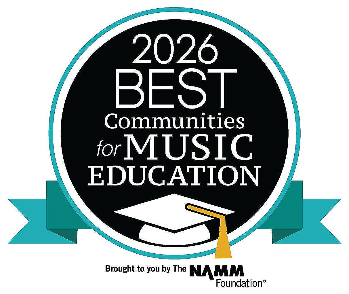 A logo for the 2025 best communities for music education