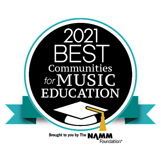 A logo for the 2021 best communities for music education