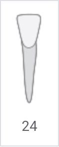 Tapered gray-and-white tool icon with the number 24 below it