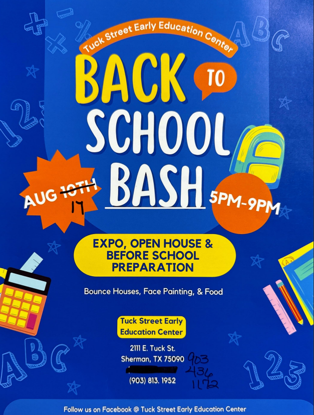 An advertisement for a back to school bash on august 17th