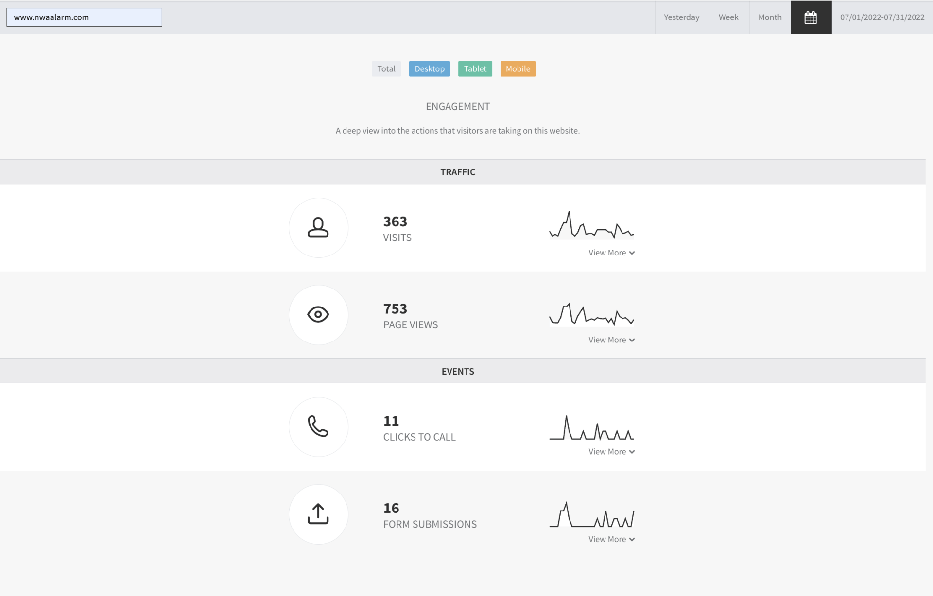 Dashboard with list of items and colored status badges in a light gray web interface