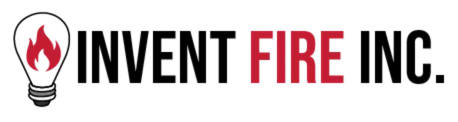 Invent Fire Inc. logo with a red-and-white flame icon and black text on a white background