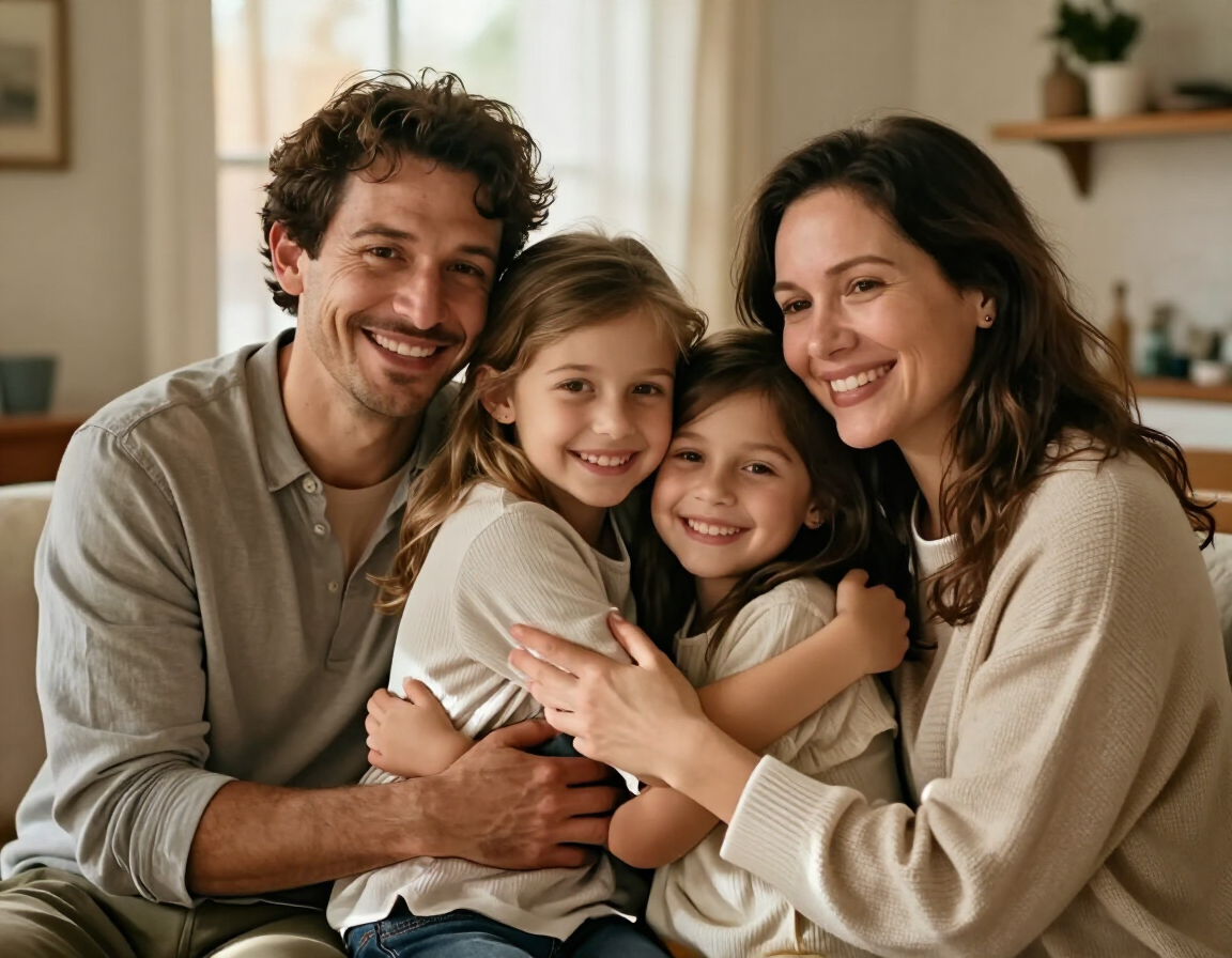 Gianna with her family sharing a joyful moment