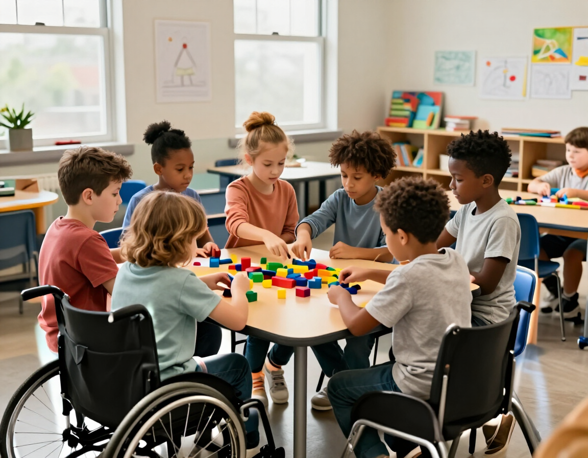 Children of varying abilities playing together