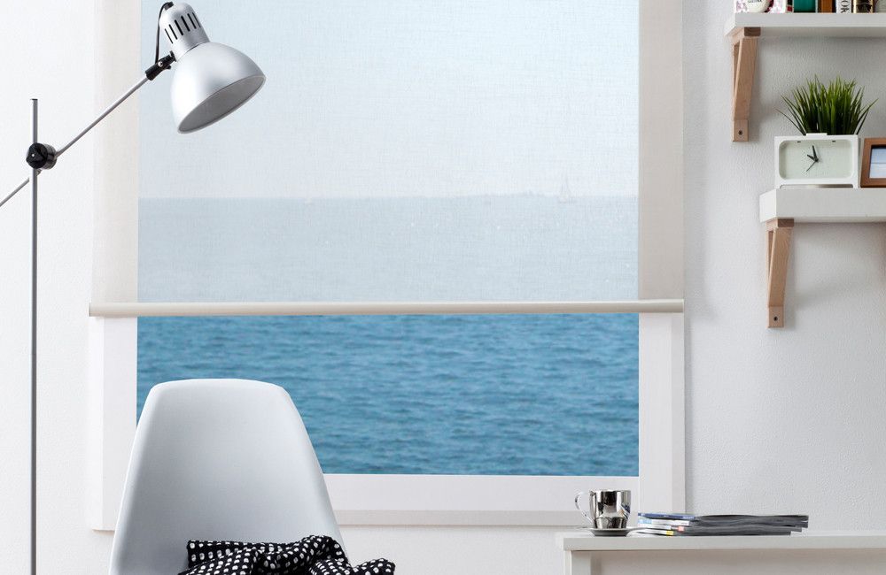 A Black And White Photo Of A Window With Blinds On It — Mid Coast Flooring & Blinds In Wingham, NSW