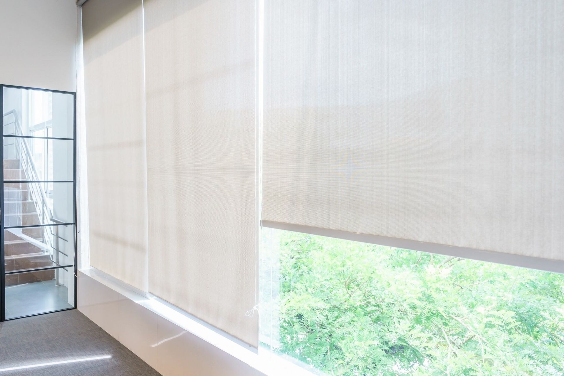 A Room With A Large Window And Blinds On It — Mid Coast Flooring & Blinds In Wingham, NSW