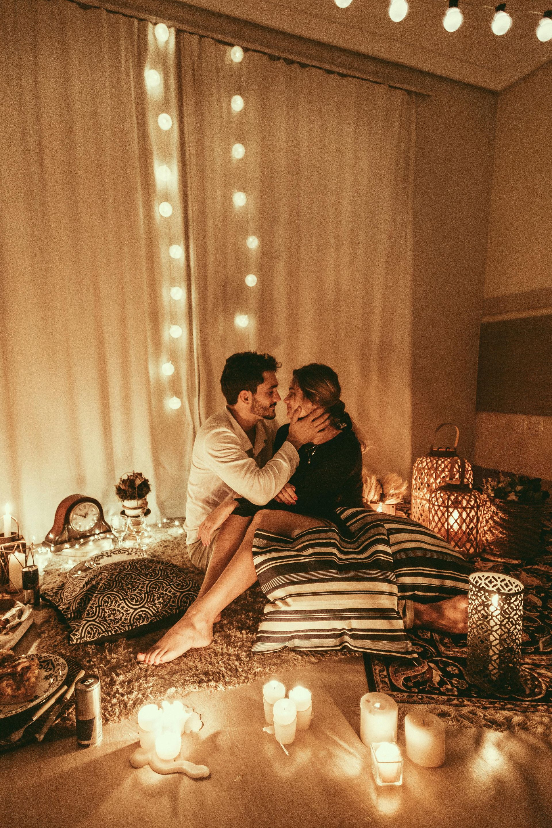 Couple in a warm, affectionate embrace representing trust and intimacy in relationships.