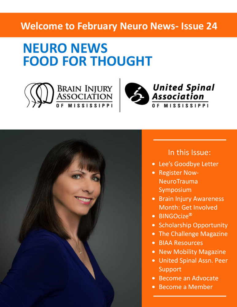 A woman in a blue shirt is on the cover of a neuro news magazine.