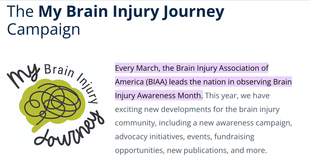 A poster for the my brain injury journey campaign