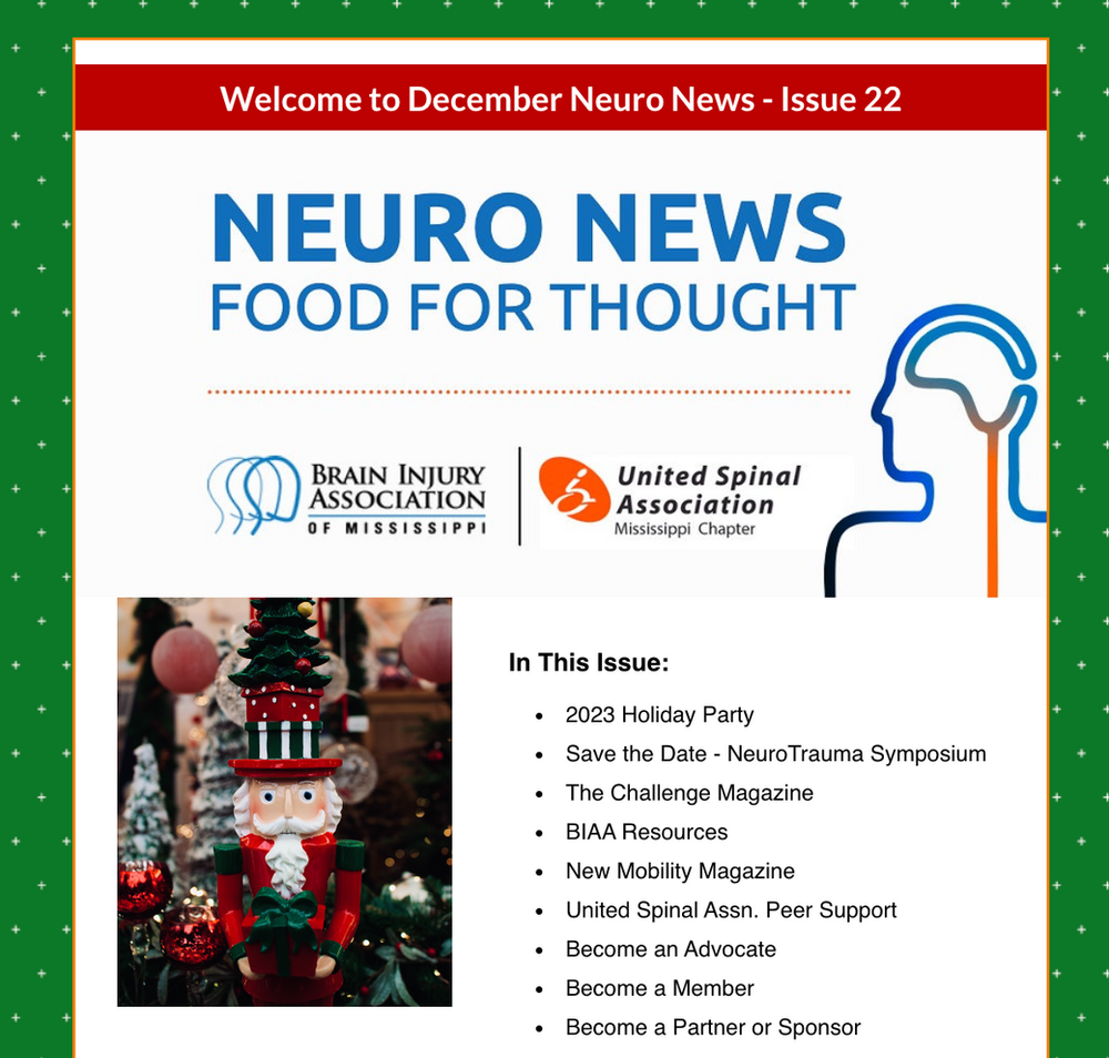 The cover of the december neuro news food for thought.