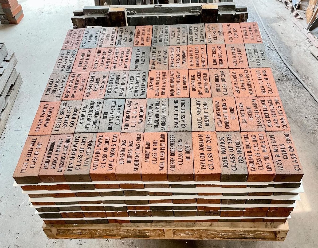 A stack of bricks with the word brick on them