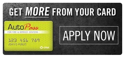 Ad for an AutoPass credit card. The card is yellow and has