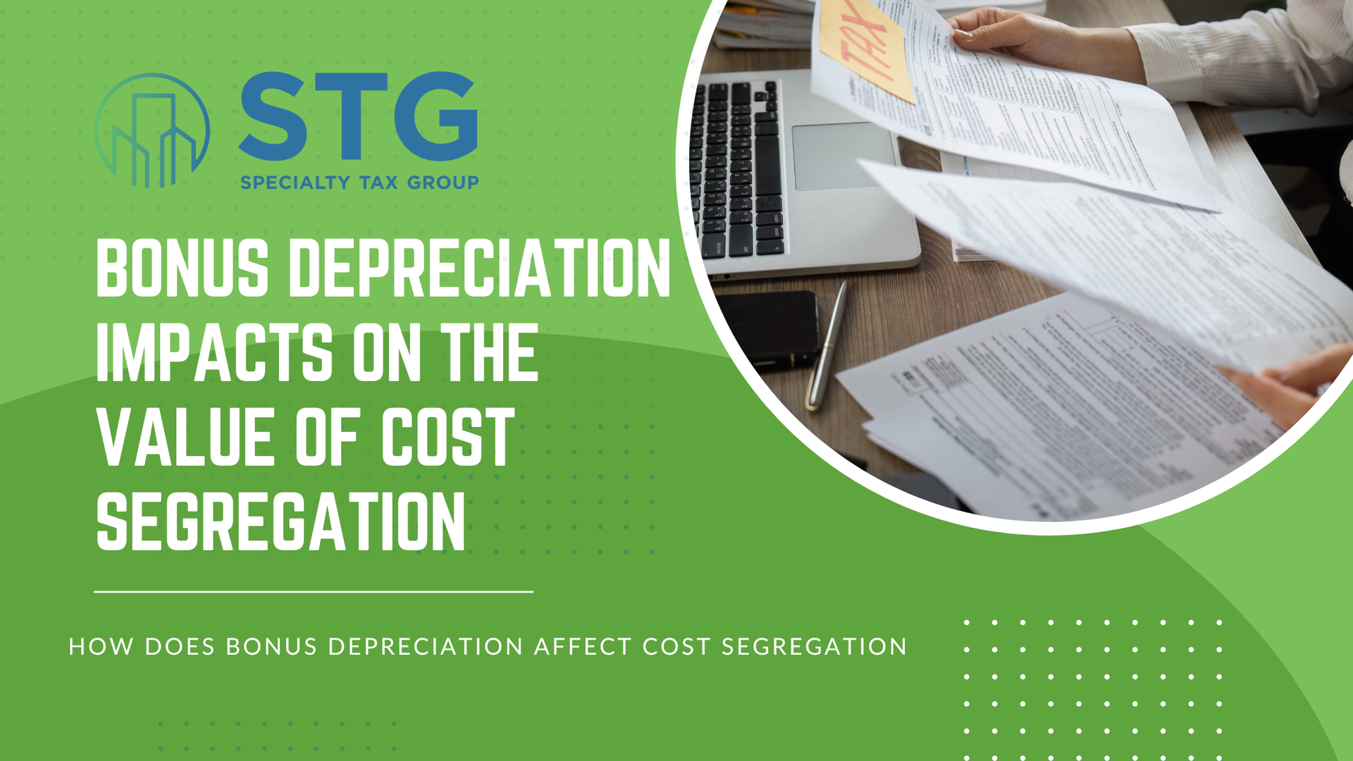 Green STG slide with hands using a calculator and the title “Discretionary incentives vs. tax credits”