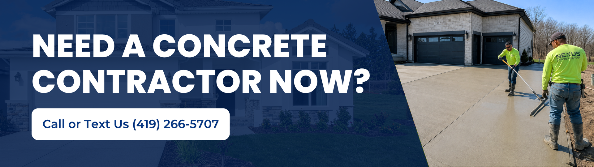 Nexus Concrete Group decorative concrete patio with a request
a free estimate call to action for Perrysburg and the Greater Toledo Area