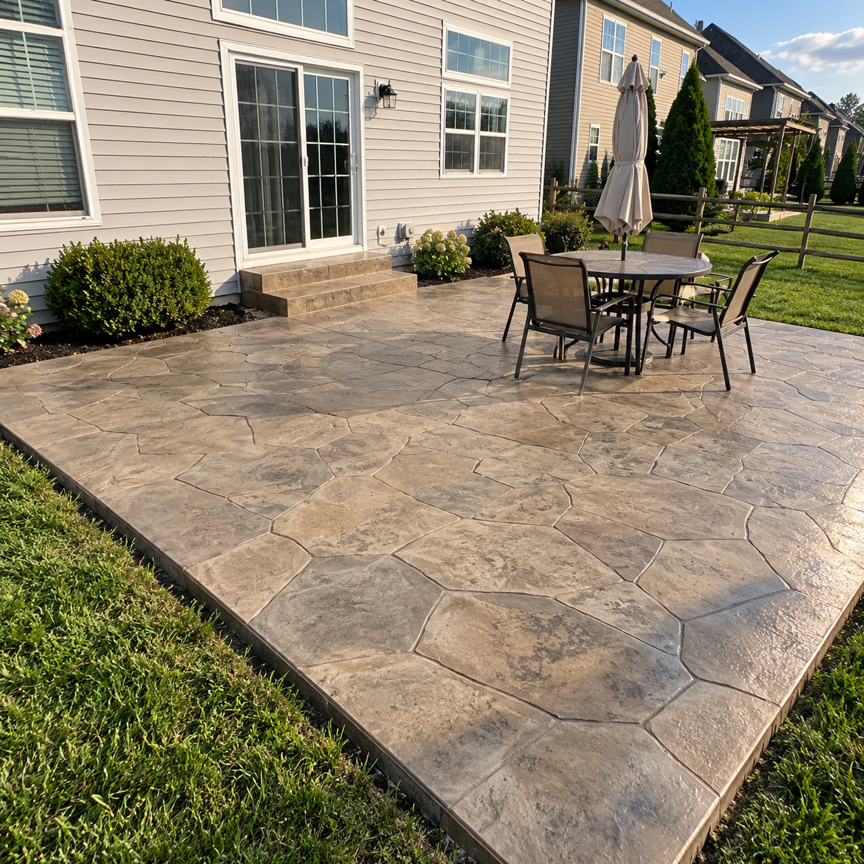 Finished stamped concrete patio at a Perrysburg Ohio home