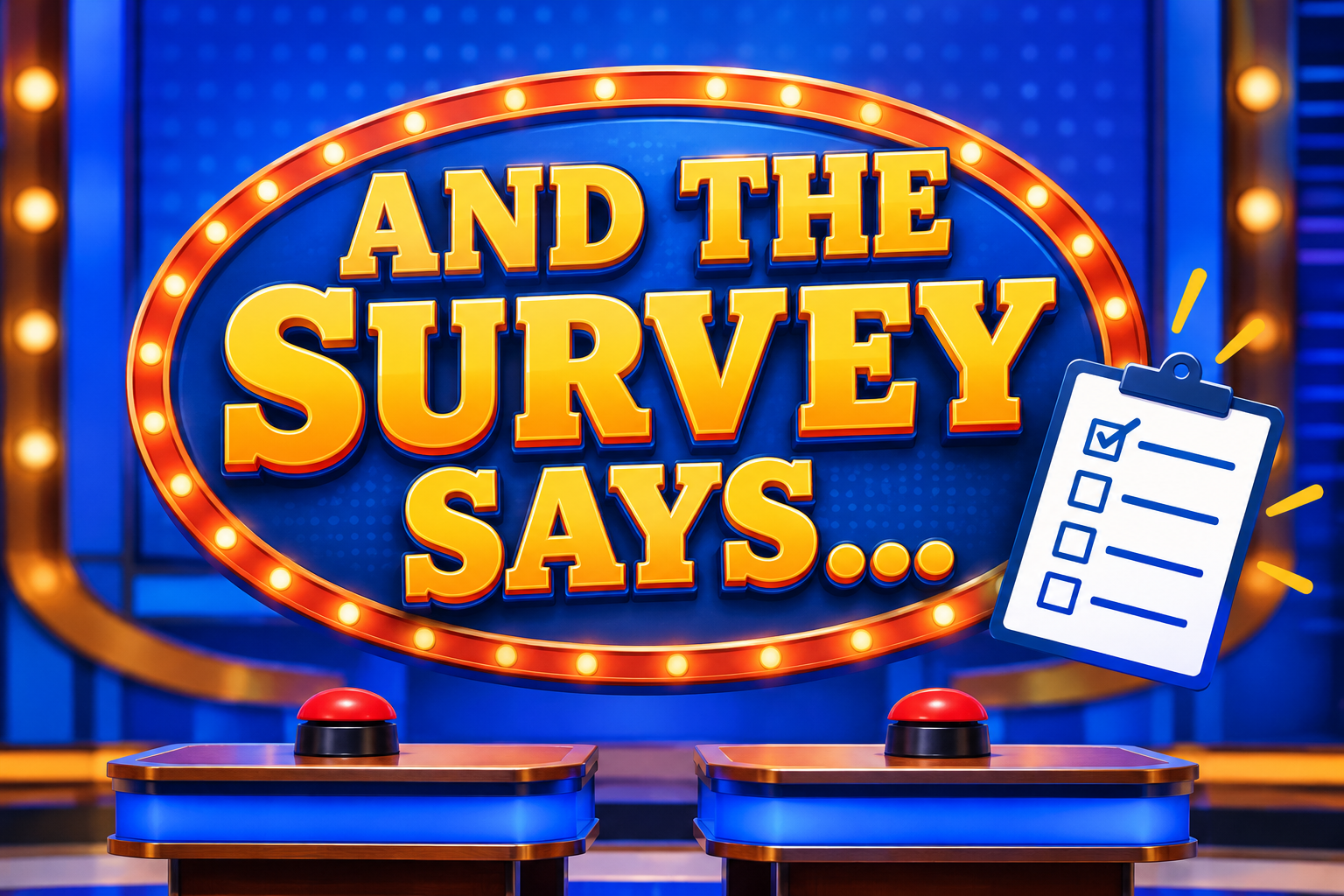 Game-show graphic reading “And the Survey Says…” for an article on JPO trademark examination quality