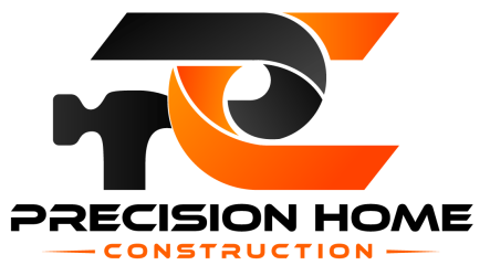 Logo for Precision Home Construction: stylized orange and black