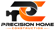 Logo for Precision Home Construction: stylized orange and black