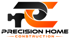 Logo for Precision Home Construction: stylized orange and black