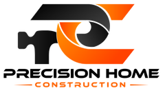 Logo for Precision Home Construction: stylized orange and black
