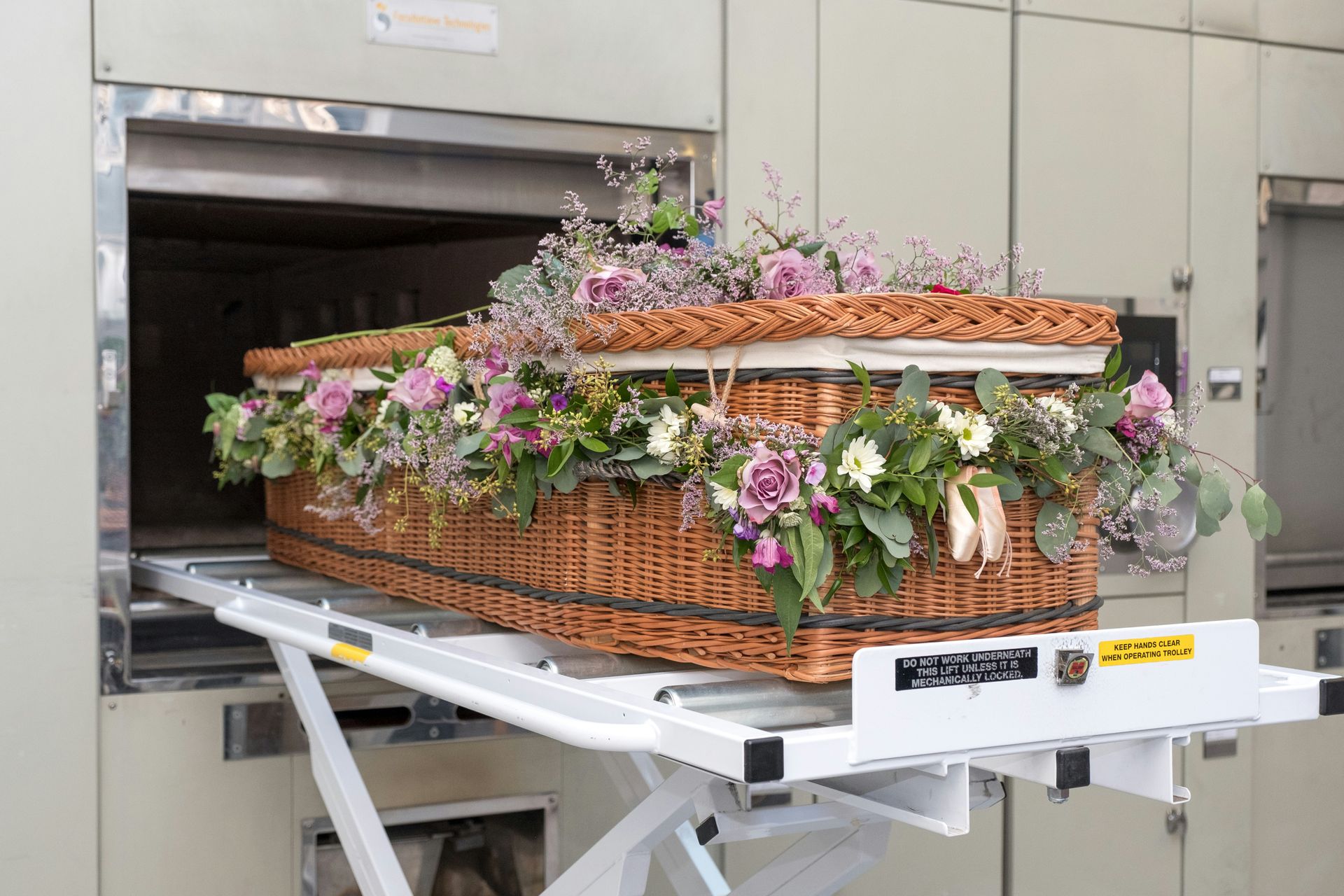 Cremation casket with flowers