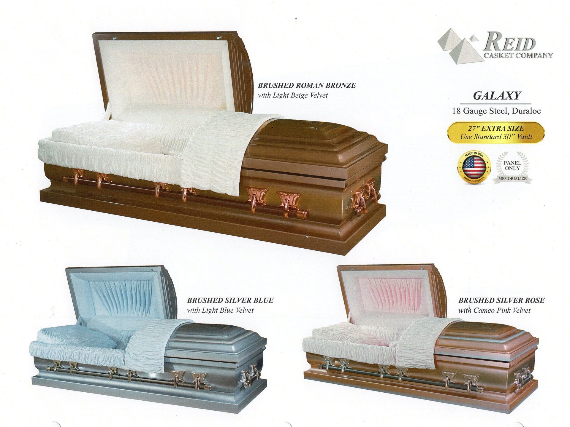 a picture of a silver rose casket with the lid open .