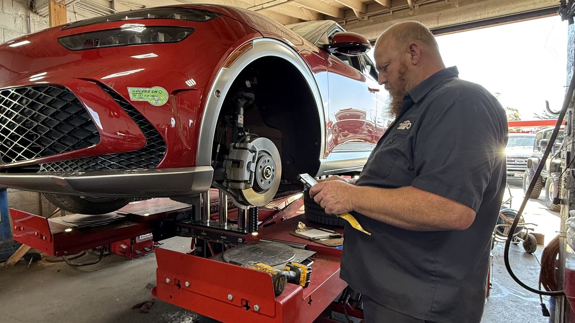 Pre-trip vehicle inspection at Wayside Garage in Seaside CA before California summer road trip