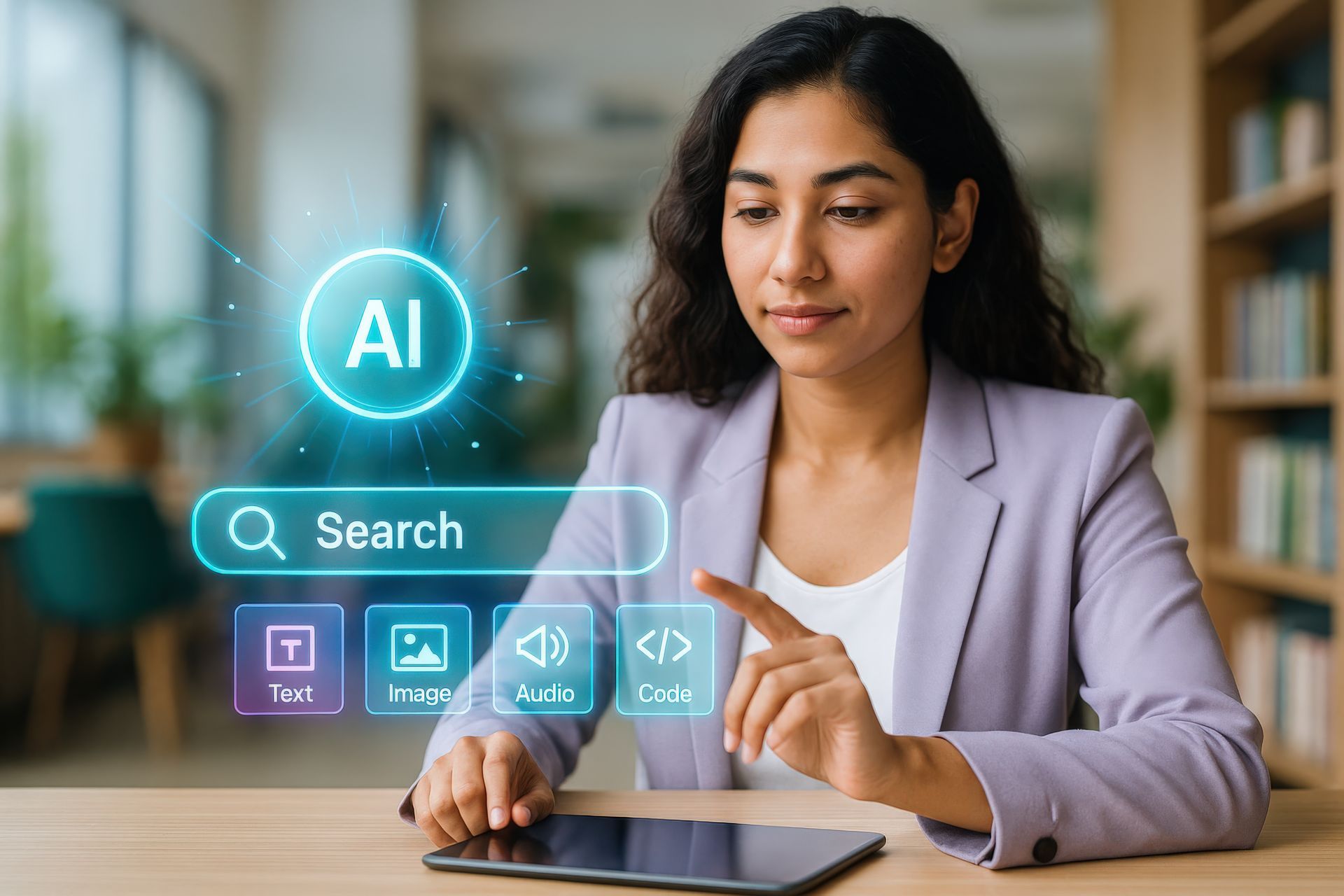 woman using AI overview