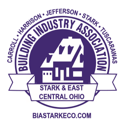 Purple Building Industry Association logo for Stark and East Central Ohio with biastarkeco.com URL