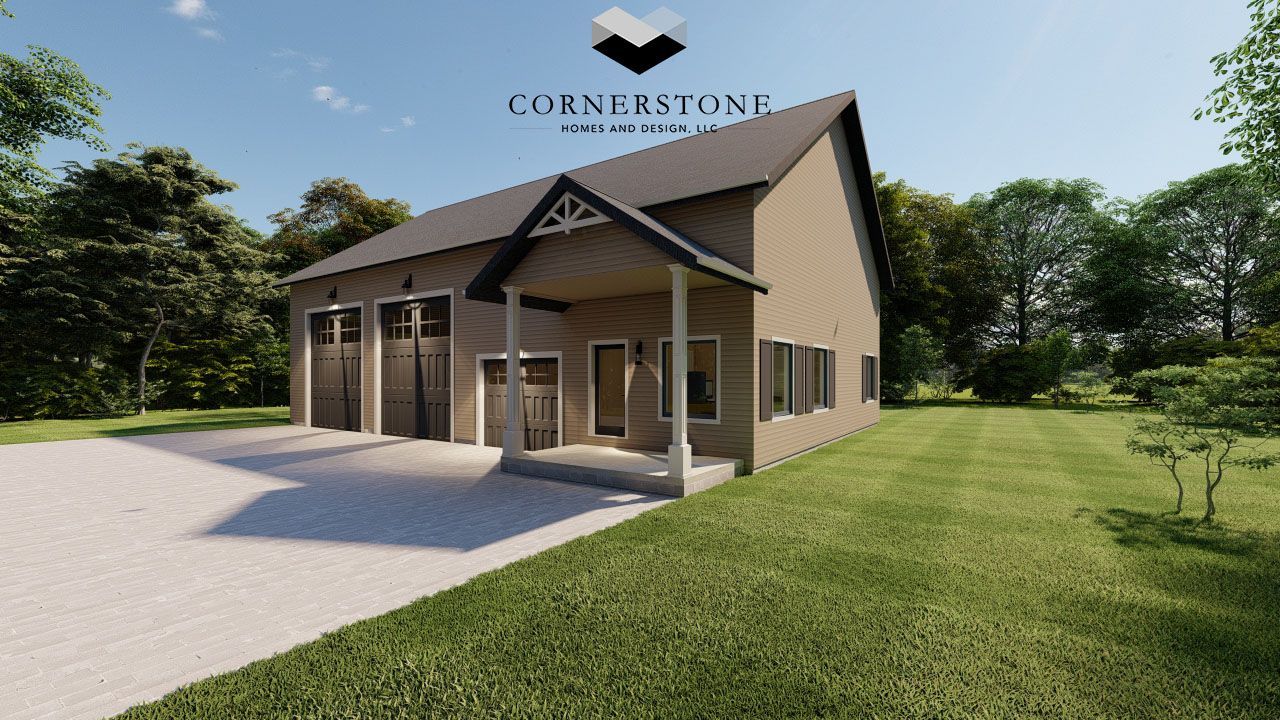 An artist 's impression of a house with a porch