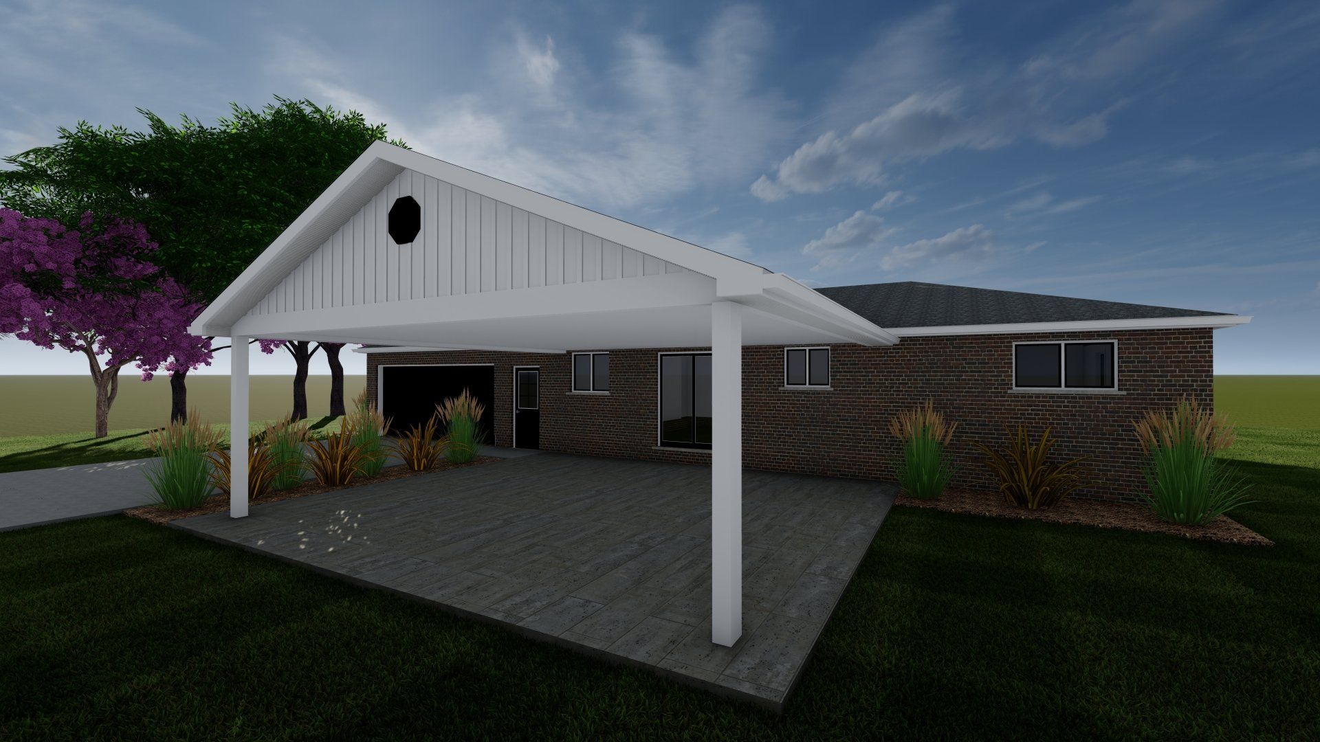 An artist 's impression of a house with a carport