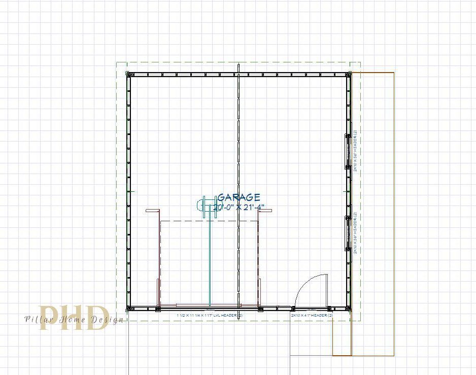 Architectural floor plan sketch with black walls, doors, and measurements on a white grid background