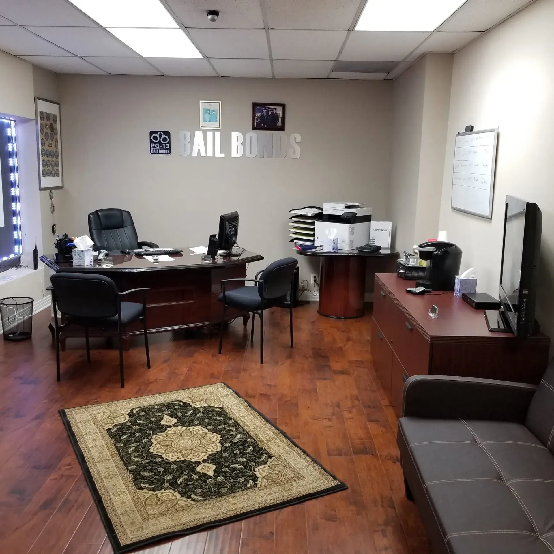 Interior of the PG 13 Bail Bonds office offering bail payment plan assistance in Van Nuys, CA Interior of the PG 13 Bail Bonds office offering bail payment plan assistance in Van Nuys, CA