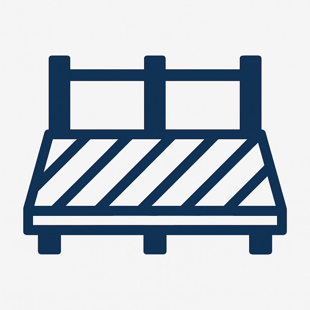Blue and white road barrier icon.