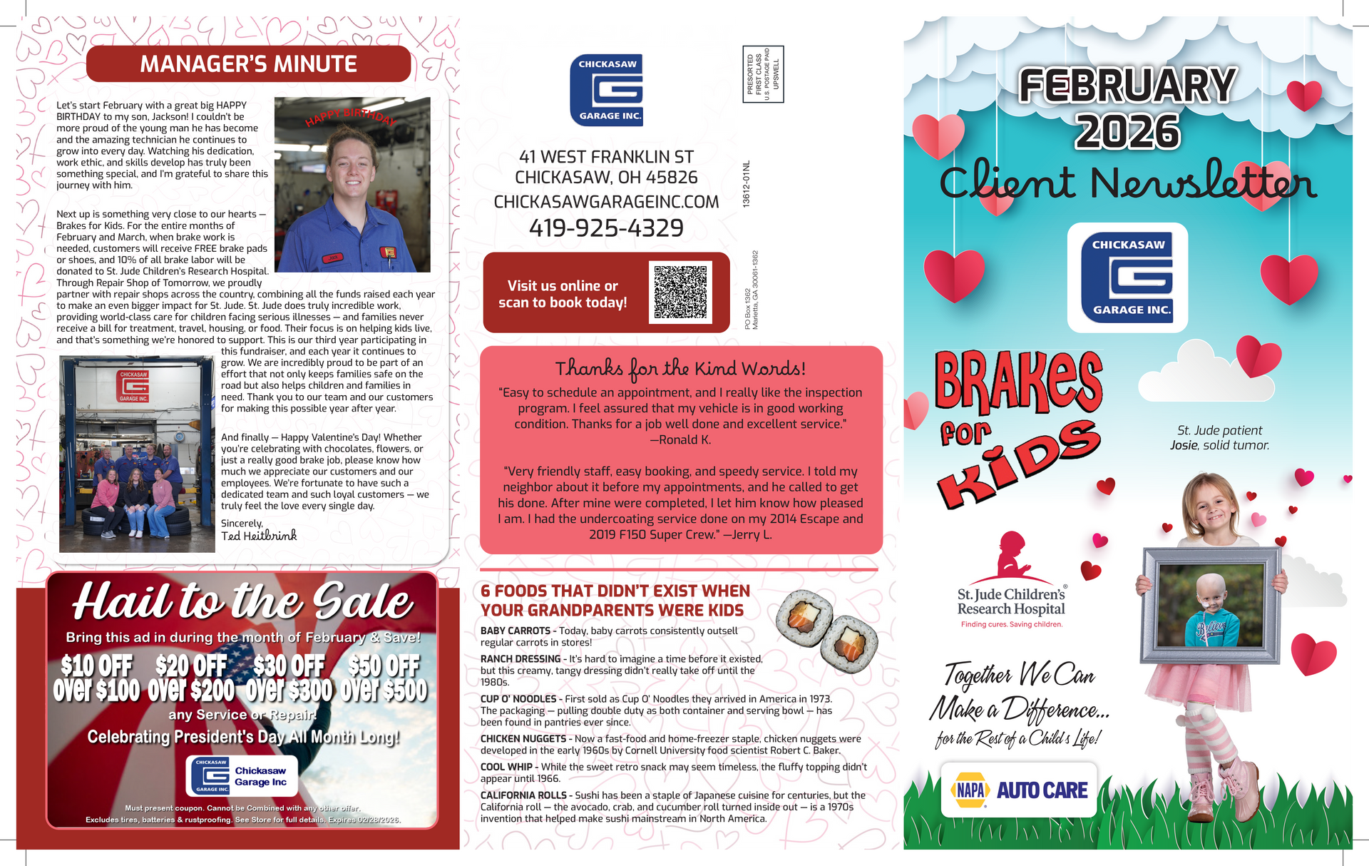 Newsletter with Valentine's Day theme. 