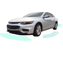 White vehicle with blue lines for ADAS Service | Chickasaw Garage