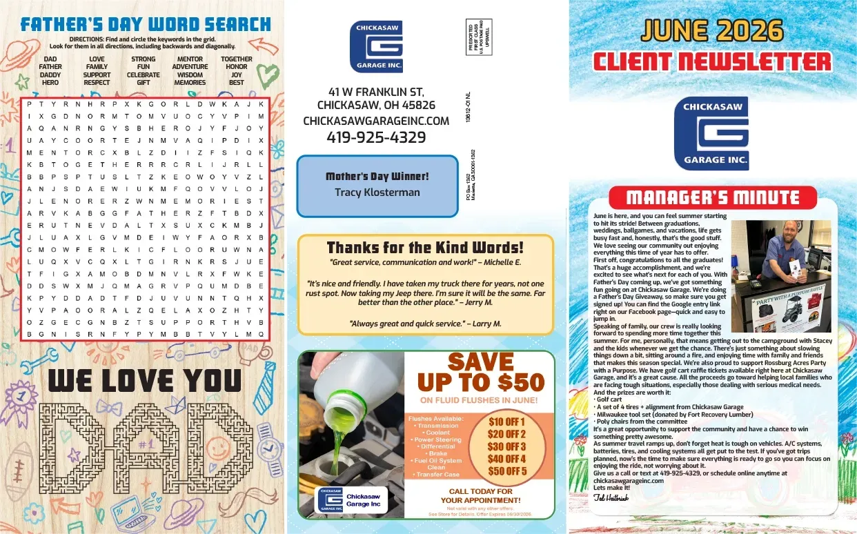 June 2026 Newsletter | Chickasaw Garage