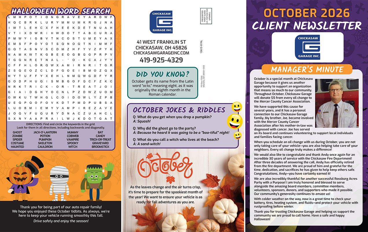 October 2026 Newsletter | Chickasaw Garage
